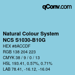 颜色代码: Natural Colour System<br>NCS S1030-B10G - Hellblau | qconv.com