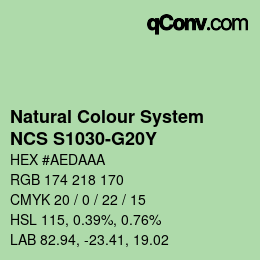 颜色代码: Natural Colour System<br>NCS S1030-G20Y - Hellgrün | qconv.com
