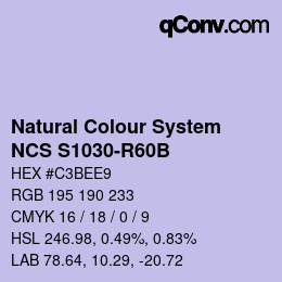 カラーコード: Natural Colour System<br>NCS S1030-R60B - Blaurosa | qconv.com