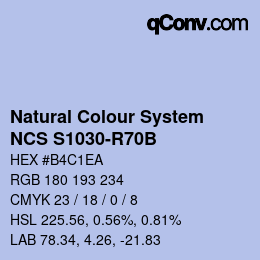 Color code: Natural Colour System<br>NCS S1030-R70B - Hellblau | qconv.com