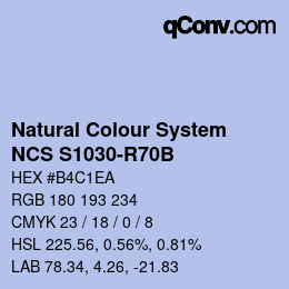 カラーコード: Natural Colour System<br>NCS S1030-R70B - Hellblau | qconv.com