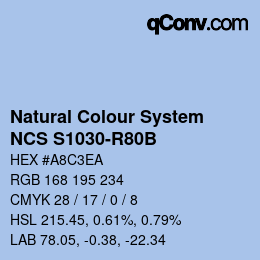 Color code: Natural Colour System<br>NCS S1030-R80B - Hellblau | qconv.com