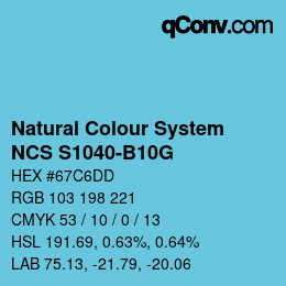 颜色代码: Natural Colour System<br>NCS S1040-B10G - Hellblau | qconv.com