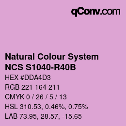 カラーコード: Natural Colour System<br>NCS S1040-R40B - Lila | qconv.com