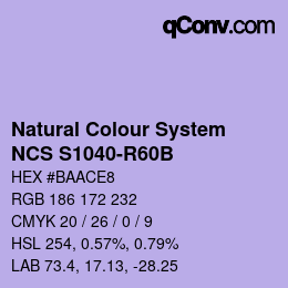 颜色代码: Natural Colour System<br>NCS S1040-R60B - Pastelllila | qconv.com