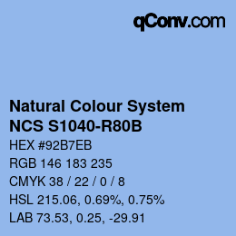 カラーコード: Natural Colour System<br>NCS S1040-R80B - Hellblau | qconv.com