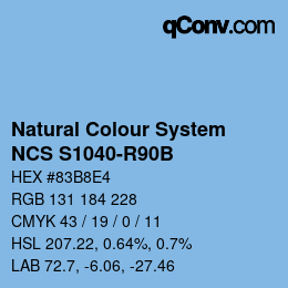 カラーコード: Natural Colour System<br>NCS S1040-R90B - Hellblau | qconv.com