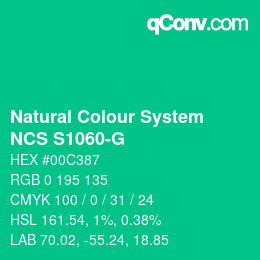 カラーコード: Natural Colour System<br>NCS S1060-G - Hellgrün | qconv.com