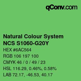 Color code: Natural Colour System<br>NCS S1060-G20Y - Hellgrün | qconv.com