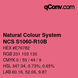 颜色代码: Natural Colour System<br>NCS S1060-R10B - Dunkelrosa | qconv.com