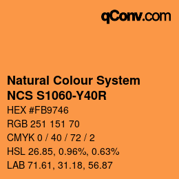 カラーコード: Natural Colour System<br>NCS S1060-Y40R - Orange | qconv.com
