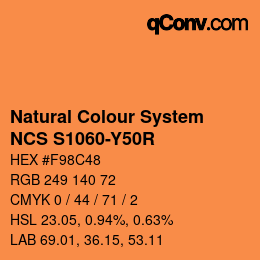 カラーコード: Natural Colour System<br>NCS S1060-Y50R - Orange | qconv.com