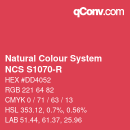 颜色代码: Natural Colour System<br>NCS S1070-R - Rosa | qconv.com