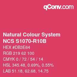 颜色代码: Natural Colour System<br>NCS S1070-R10B - Dunkelrosa | qconv.com