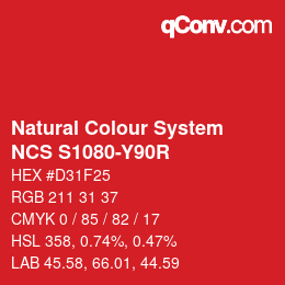 Farbcode: Natural Colour System<br>NCS S1080-Y90R - Rot | qconv.com