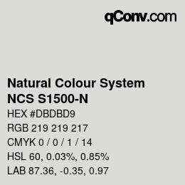 カラーコード: Natural Colour System<br>NCS S1500-N - Grauweiss | qconv.com