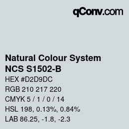 颜色代码: Natural Colour System<br>NCS S1502-B - Hellgrau | qconv.com