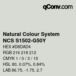 Color code: Natural Colour System<br>NCS S1502-G50Y - Hellgrau | qconv.com