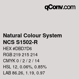 カラーコード: Natural Colour System<br>NCS S1502-R - Hellgrau | qconv.com