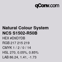 Farbcode: Natural Colour System<br>NCS S1502-R50B - Hellgrau | qconv.com