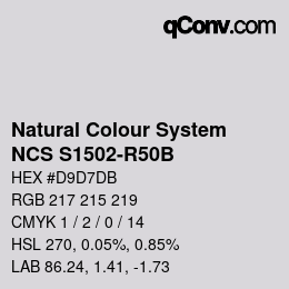 Farbcode: Natural Colour System<br>NCS S1502-R50B - Hellgrau | qconv.com