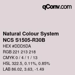 颜色代码: Natural Colour System<br>NCS S1505-R30B - 自 2022 | qconv.com