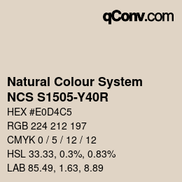 Color code: Natural Colour System<br>NCS S1505-Y40R - Hellgrau | qconv.com