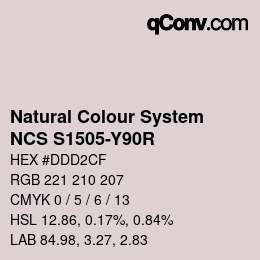 Color code: Natural Colour System<br>NCS S1505-Y90R - Rötlich Hellgrau | qconv.com
