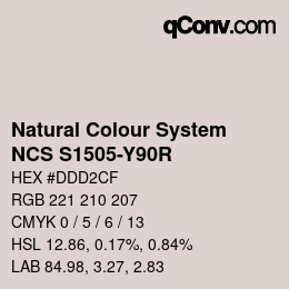 カラーコード: Natural Colour System<br>NCS S1505-Y90R - Rötlich Hellgrau | qconv.com