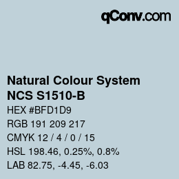 Color code: Natural Colour System<br>NCS S1510-B - Blaugrau | qconv.com