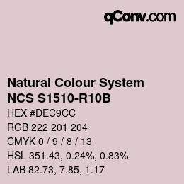 カラーコード: Natural Colour System<br>NCS S1510-R10B - Hellgraurosa | qconv.com