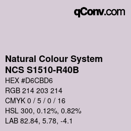 カラーコード: Natural Colour System<br>NCS S1510-R40B - Grauflieder | qconv.com