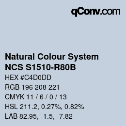 Color code: Natural Colour System<br>NCS S1510-R80B - Graublau | qconv.com