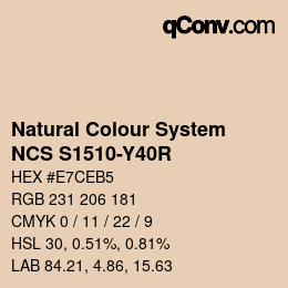 カラーコード: Natural Colour System<br>NCS S1510-Y40R - Braunbeige | qconv.com