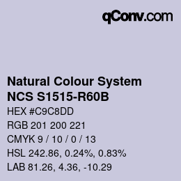 颜色代码: Natural Colour System<br>NCS S1515-R60B - Helllila | qconv.com