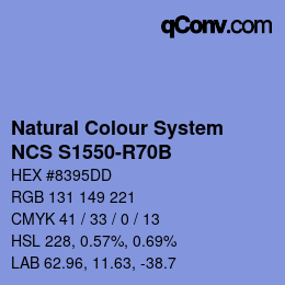 カラーコード: Natural Colour System<br>NCS S1550-R70B - Blauviolett | qconv.com