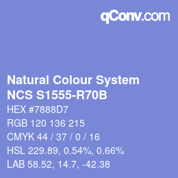 カラーコード: Natural Colour System<br>NCS S1555-R70B - Blauviolett | qconv.com