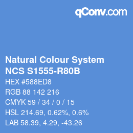カラーコード: Natural Colour System<br>NCS S1555-R80B - Blau | qconv.com