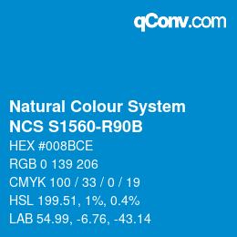 カラーコード: Natural Colour System<br>NCS S1560-R90B - Blau | qconv.com