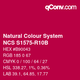 カラーコード: Natural Colour System<br>NCS S1575-R10B - Rot | qconv.com