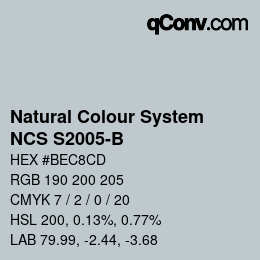 カラーコード: Natural Colour System<br>NCS S2005-B - Hellgrau | qconv.com