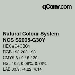 Color code: Natural Colour System<br>NCS S2005-G30Y - Graugrün | qconv.com