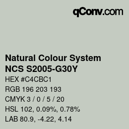 Color code: Natural Colour System<br>NCS S2005-G30Y - Graugrün | qconv.com