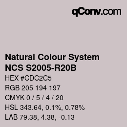カラーコード: Natural Colour System<br>NCS S2005-R20B - Grauviolett | qconv.com