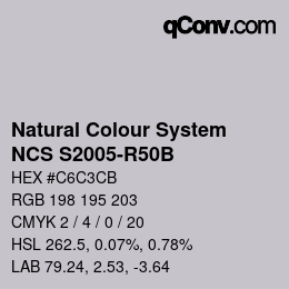 カラーコード: Natural Colour System<br>NCS S2005-R50B - Grau | qconv.com
