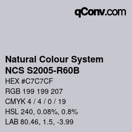 カラーコード: Natural Colour System<br>NCS S2005-R60B - Grau | qconv.com