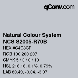 カラーコード: Natural Colour System<br>NCS S2005-R70B - Grau | qconv.com