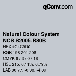 Color code: Natural Colour System<br>NCS S2005-R80B - Hellgrau | qconv.com