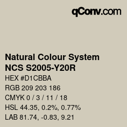 Código de color: Natural Colour System<br>NCS S2005-Y20R - Hellbeige | qconv.com