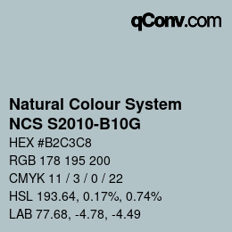 Color code: Natural Colour System<br>NCS S2010-B10G - Blaugrau | qconv.com